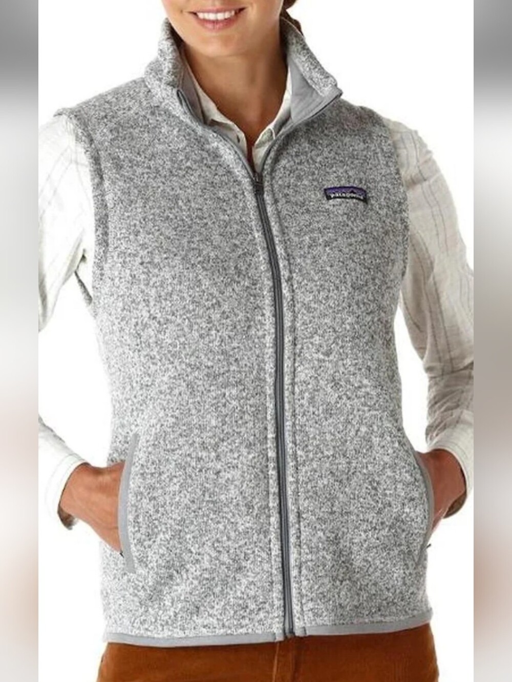 Patagonia Womens Grey Full-Zip Fleece Vest Sz M